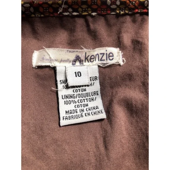 Vtg Y2K Boho Dress Floral Sundress Brown Cotton Ruffle Hem Festival Kenzie M - Picture 8 of 8